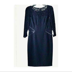 💃🏽🎊NYE Black Crepe Lace Combo Sheath Dress